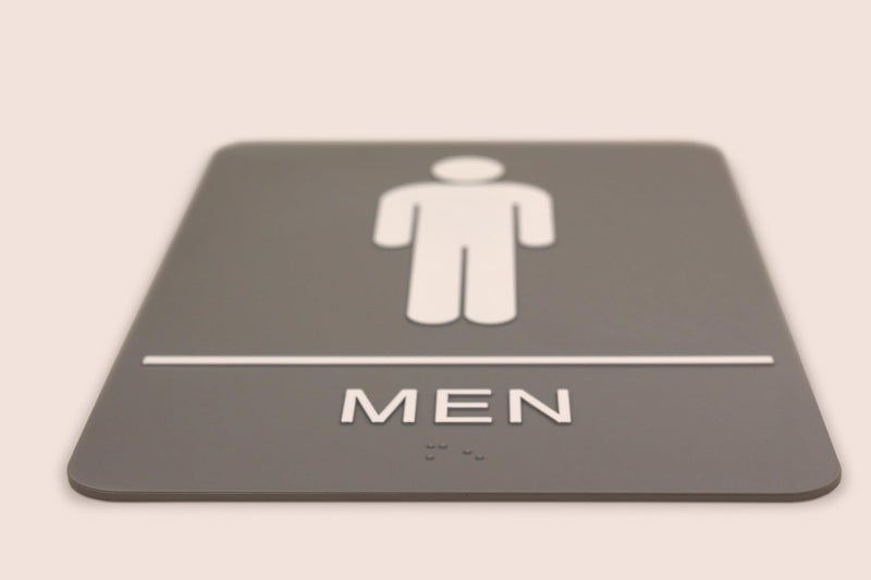 Headline Sign 5216 Men's Restroom ADA Sign with Grade 2 Braille and Tactile Graphics, 6" x 9", Gray/White, Made in USA - Image 2